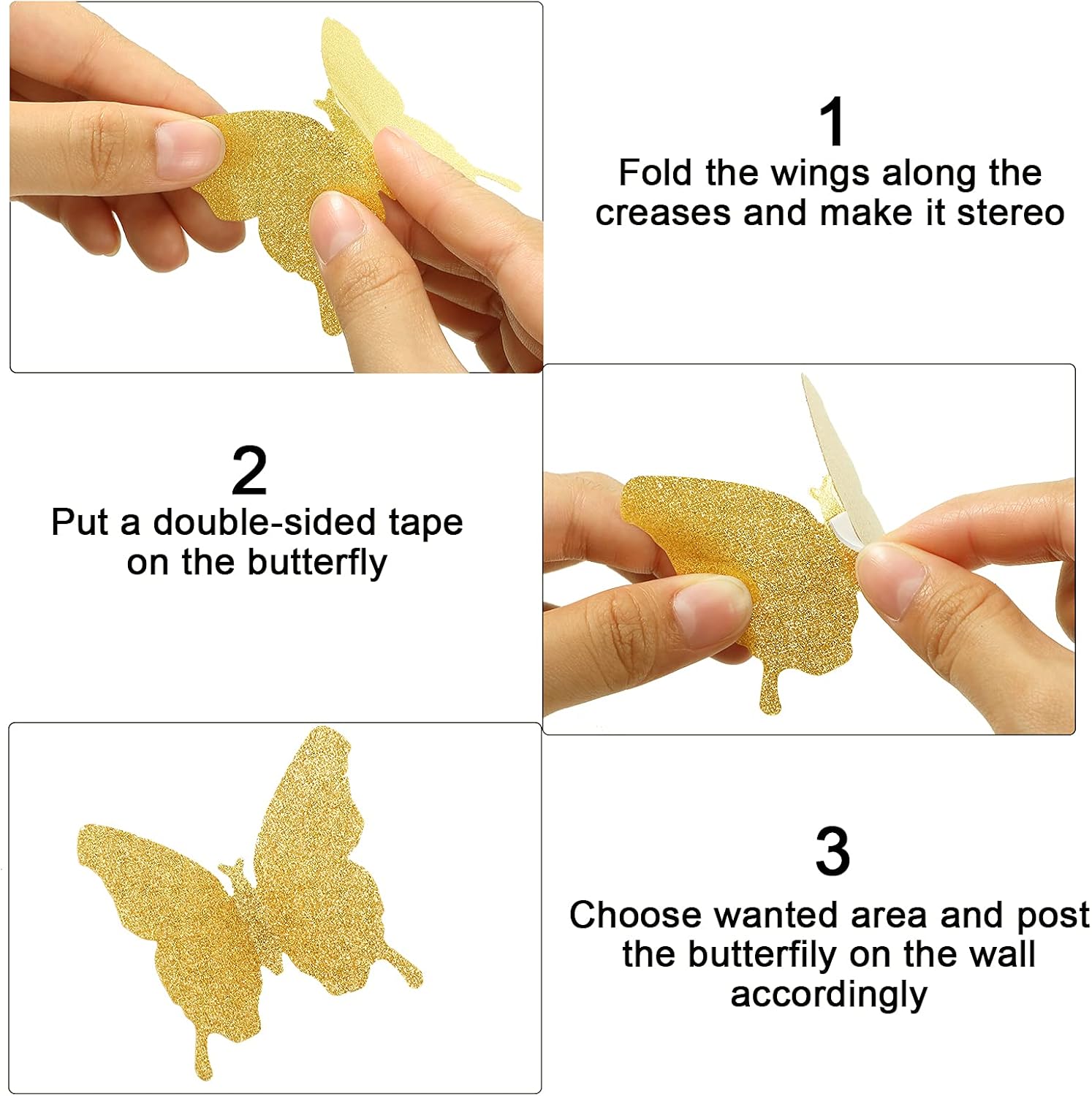 48 piezas de decoración de pared de mariposa, espejo de bricolaje, calcomanías de mariposa 3D, calcomanías de mariposa extraíbles para el hogar,