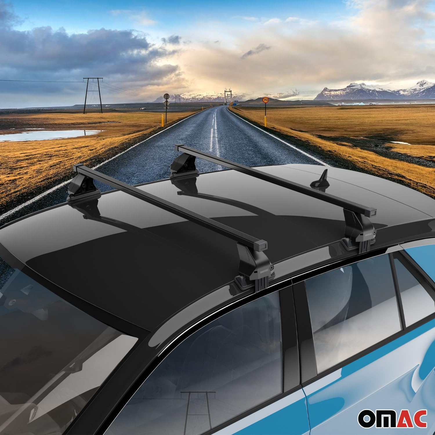 OMAC Juego de barras transversales de techo liso para Mazda CX-30 2020 a 2023, portaequipajes, 110 libras, aluminio, 2 piezas, negro