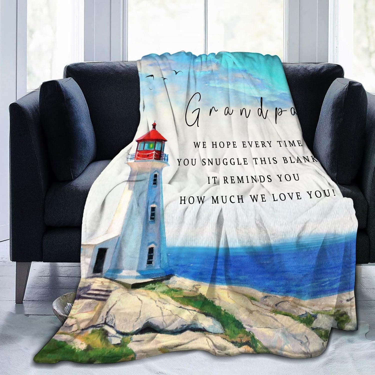 Mantas para el abuelo de nietos, regalos de cumpleaños para el abuelo de parte de la nieta, mantas y mantas ultra suaves de franela de forro polar