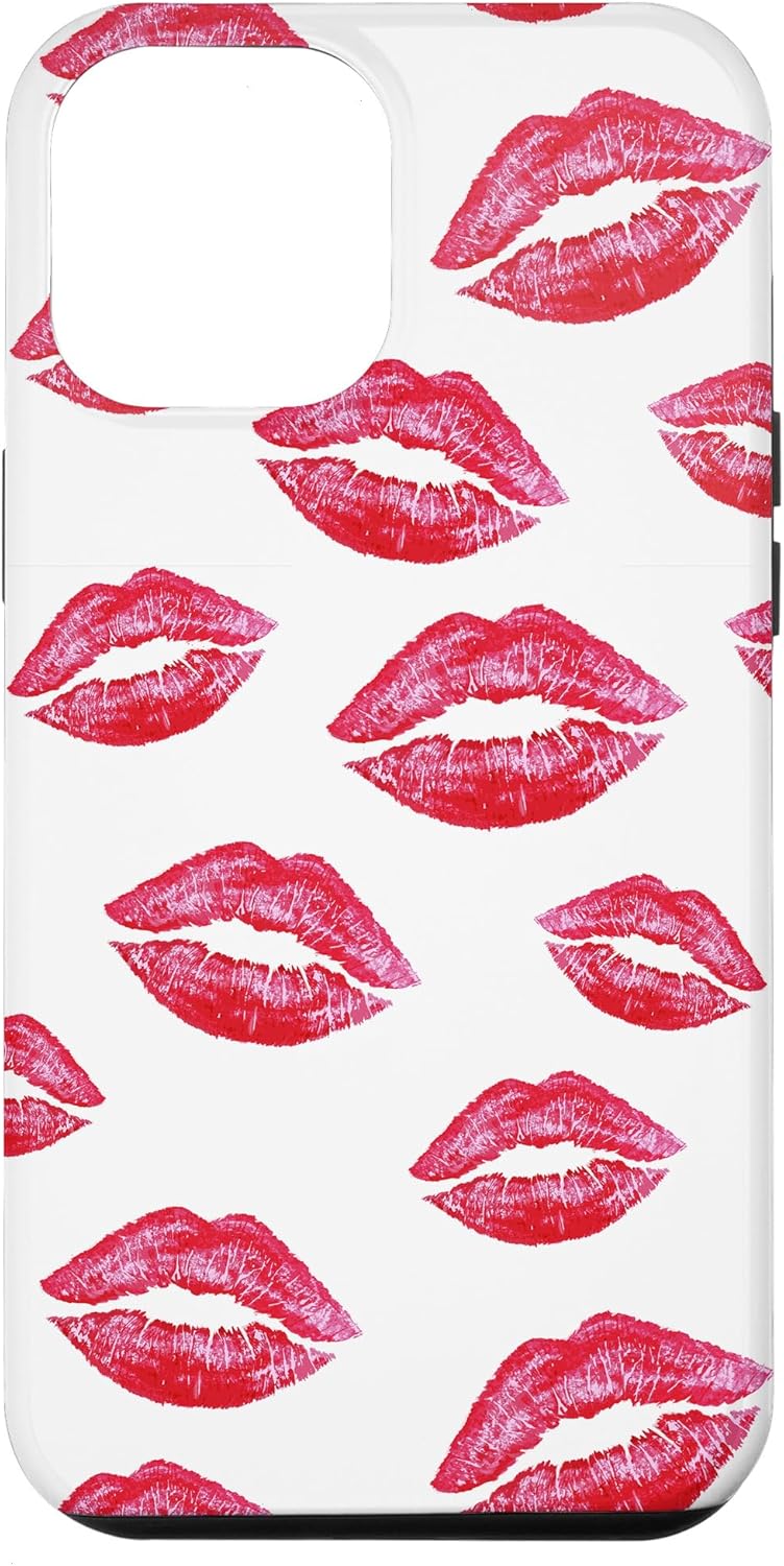 Funda de regalo para iPhone 13 Pro Max con diseño de labios rojos y rosas
