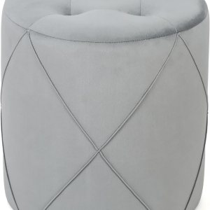 Joveco Moderno otomano redondo, taburete de tocador tapizado de terciopelo con asiento acolchado suave, reposapiés para mesa auxiliar para sala de Joveco Moderno otomano redondo, taburete de tocador tapizado de terciopelo con asiento acolchado suave, reposapiés para mesa auxiliar para sala de