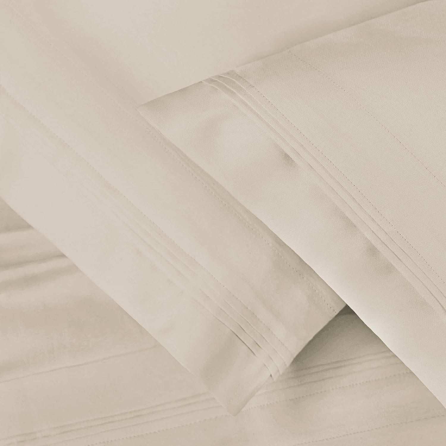 100% algodón egipcio de 650 hilos, juego de fundas de almohada King de 2 piezas, una capa, sólido, marfil