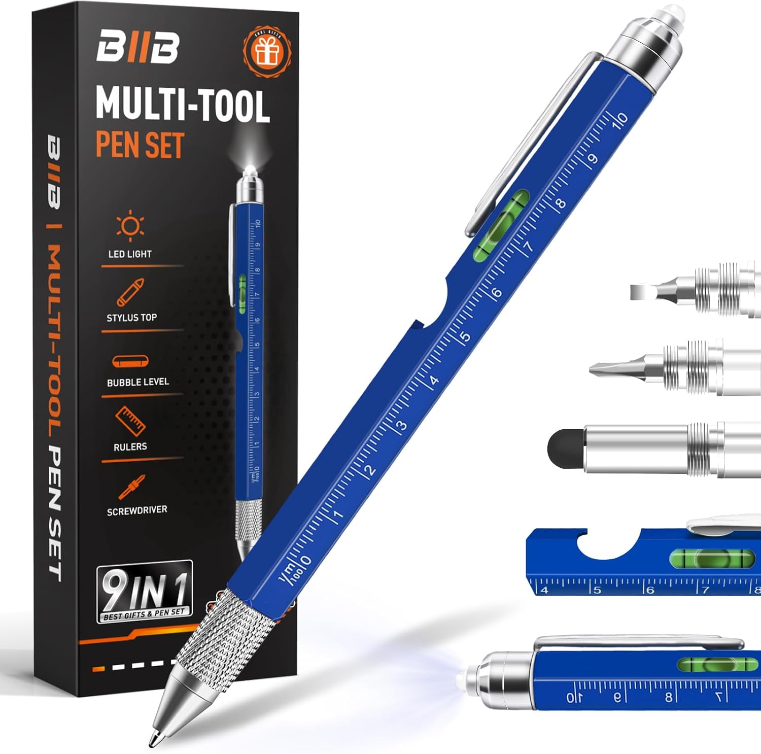 BIIB Regalos para hombres, bolígrafo multiherramienta 9 en 1, regalos para el día del padre, regalos para el día del padre, regalos de cumpleaños