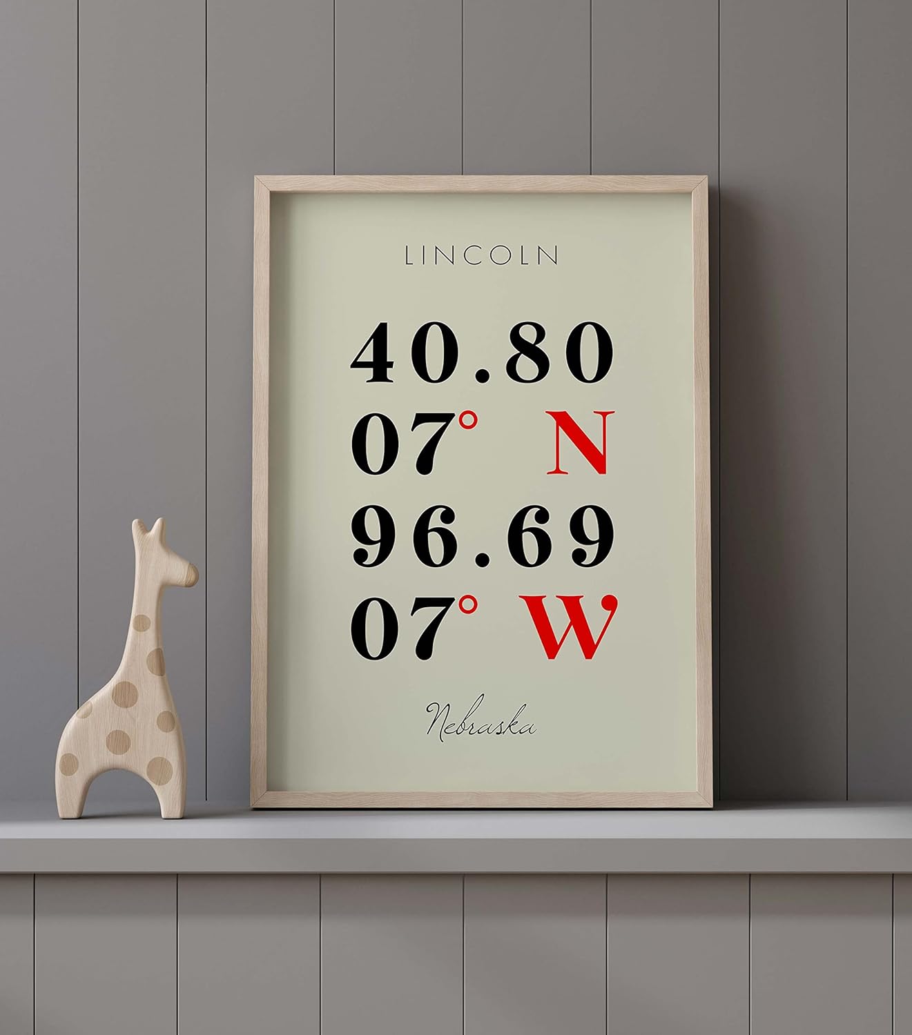 Map of Lincoln, Nebraska, Multiline Coordinates Colored (8×10)