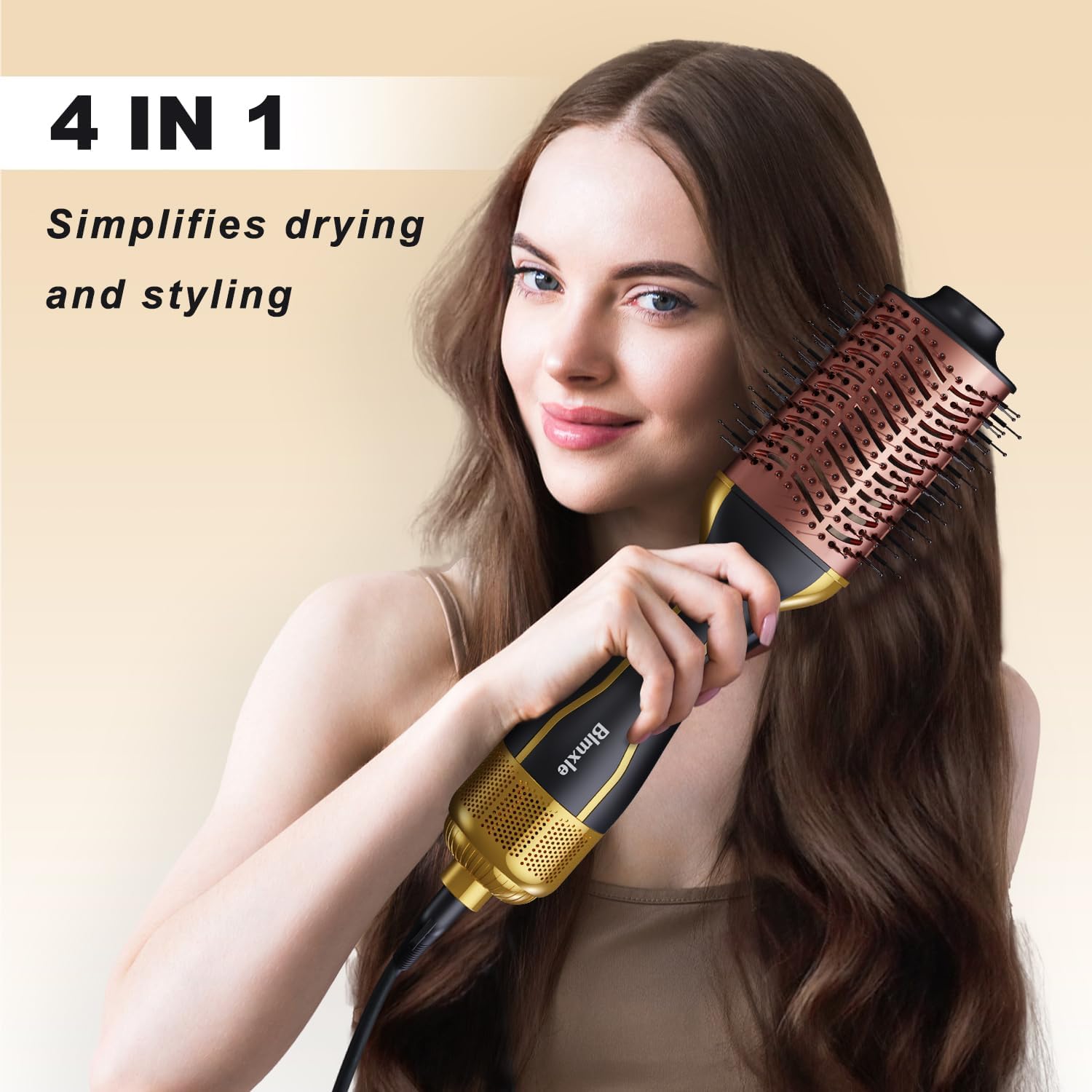Blmxle Cepillo secador de pelo grande en uno, cepillo de iones negativos y voluminizador para mujeres, cepillo secador de pelo de un solo paso,