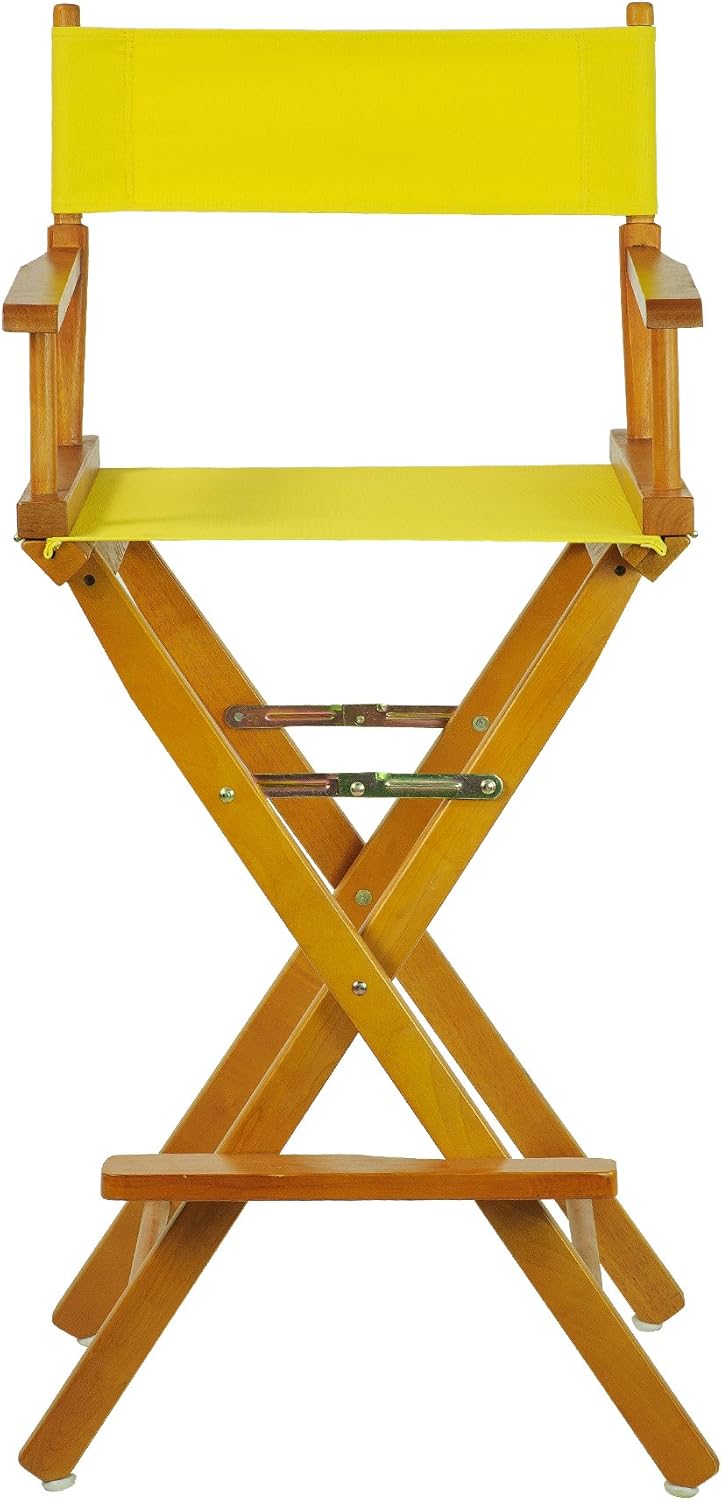 Casual Home – Silla de director de 30in, marco de roble miel con lienzo amarillo, altura de barra