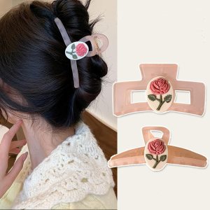 Agirlvct Pinzas de pelo rosas para mujer, 2 piezas para pinzas grandes de 4 y 5 pulgadas, pinzas grandes para cabello rizado y grueso, clip de Agirlvct Pinzas de pelo rosas para mujer, 2 piezas para pinzas grandes de 4 y 5 pulgadas, pinzas grandes para cabello rizado y grueso, clip de