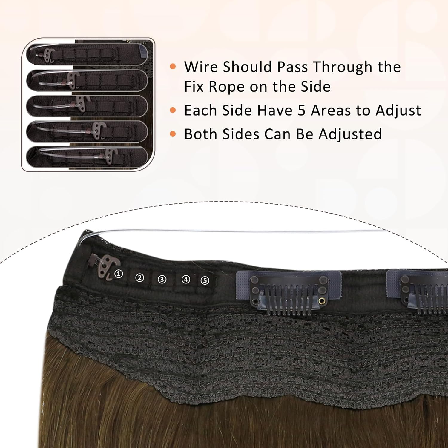 Full Shine – Extensiones de cabello humano de una sola pieza con hilo de nailon transparente e invisible, con diadema oculta, color ombré, para