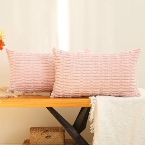 Hckot Juego de 2 fundas de almohada decorativas rosas de 12 x 20 pulgadas 12.0 x 20.0 in., de pana suave, para sala de estar, sofá, cama, estilo Hckot Juego de 2 fundas de almohada decorativas rosas de 12 x 20 pulgadas 12.0 x 20.0 in., de pana suave, para sala de estar, sofá, cama, estilo