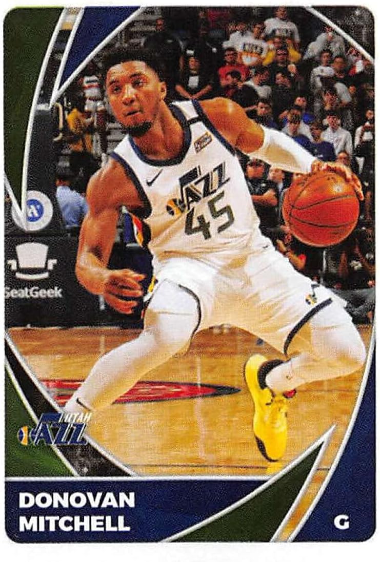 2020-21 Panini Stickers #487 Donovan Mitchell Official NBA Basketball Album Sticker Measuring 2.75 inch tall X 2 inches wide in Raw (NM or Better