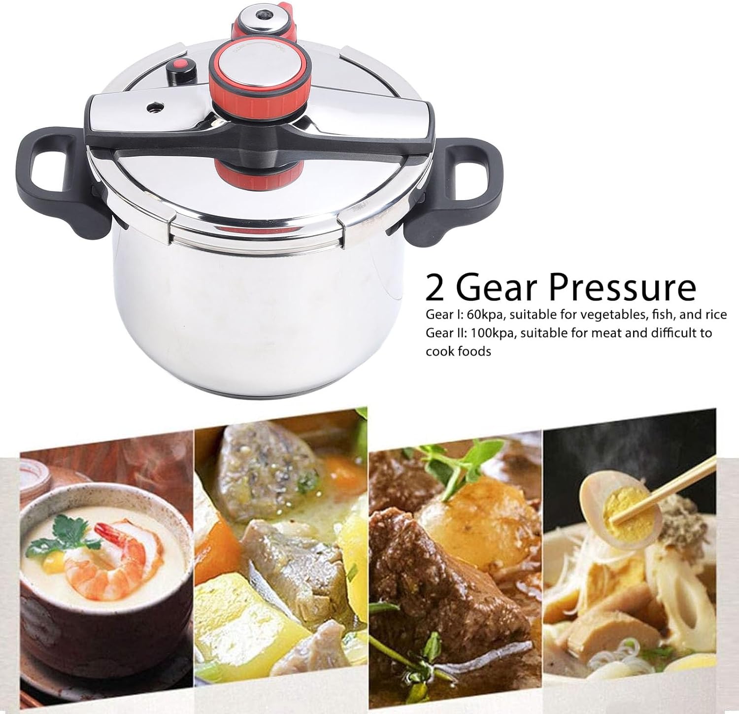 Olla de cocción a presión, mango plegable, olla de cocción a presión de inducción para cocina llama abierta (9L)