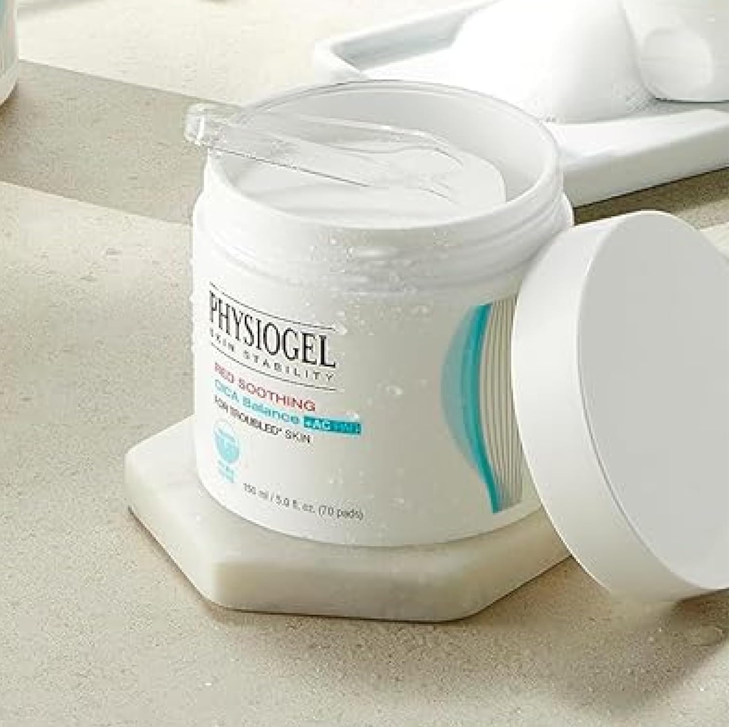 Physiogel Almohadilla de tóner calmante para hombres y mujeres, exfoliante suave y calmante para la piel, cica, ácido salicílico BHA, niacinamida,
