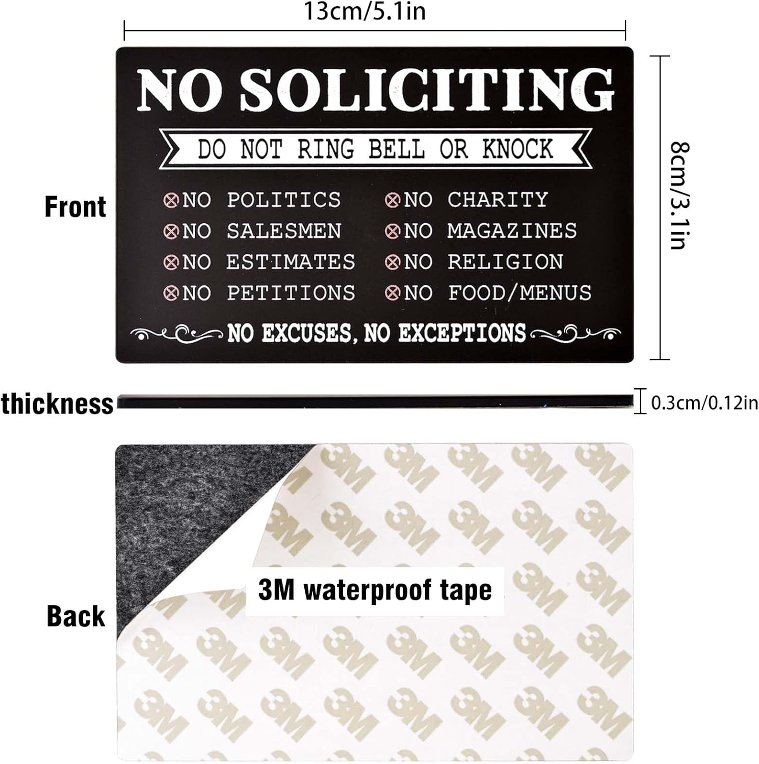Divertido letrero de “No Soliciting para la casa”, letreros de campana de no llamar o golpear para el hogar, pequeños letreros de advertencia para
