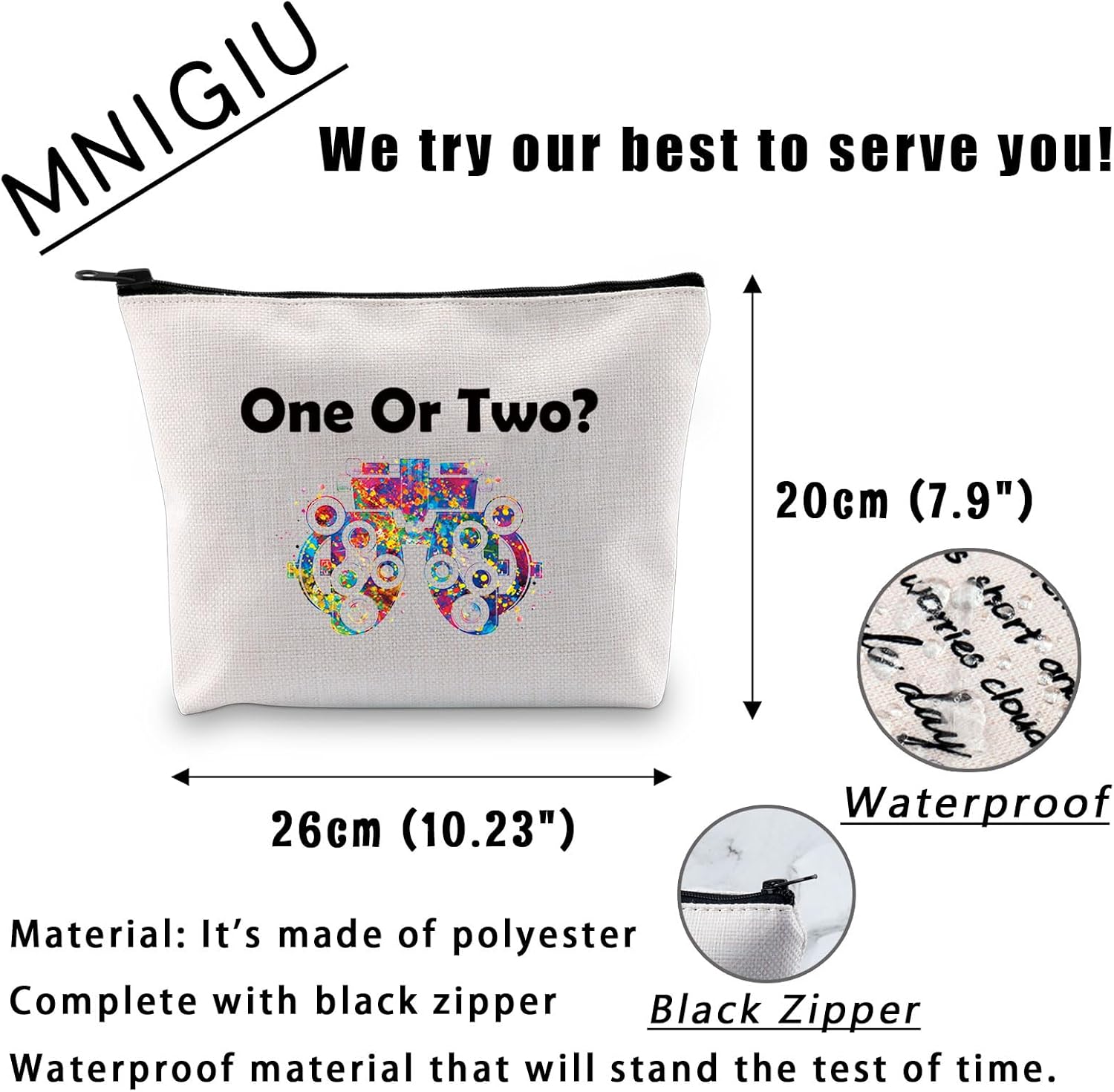 Bolsa de maquillaje de optometría divertida una o dos bolsas de maquillaje Optomentrist regalo oftalmólogo regalo médico ocular, Uno o dos