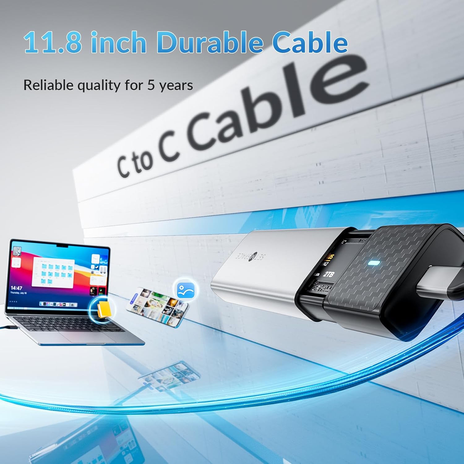 Carcasa SSD sin herramientas, carcasa SSD SETMSPACE M.2 NVME USB C 10Gbps, carcasa NVME de aluminio PCIe M-Key a USB C, carcasa externa M.2 solo