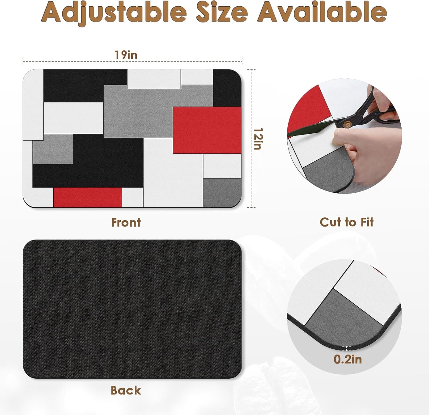 Tapete de café para encimeras, rojo, negro, blanco, gris, tapete moderno de secado de platos, 2 piezas para accesorios de cocina, cafetería, bar,