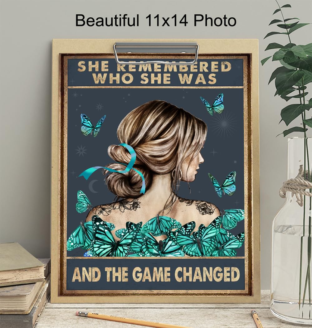 Teal Blue Boho Wall Art 11×14 – Inspirational Quotes for Women – positive affirmation – Motivational Wall Decor – Boho-chic Decoration – She