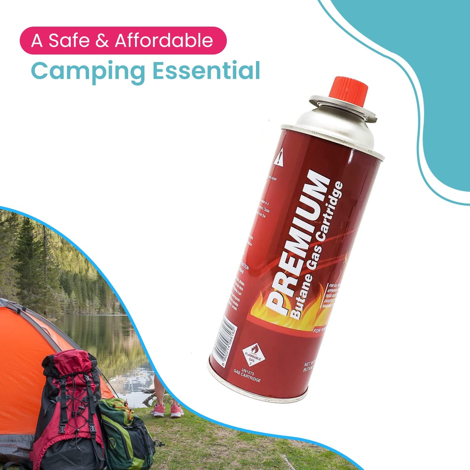 Botes de combustible de butano para estufas de campamento portátiles, quemadores de gas, listados UL, 8 onzas por recipiente – Juego de 12
