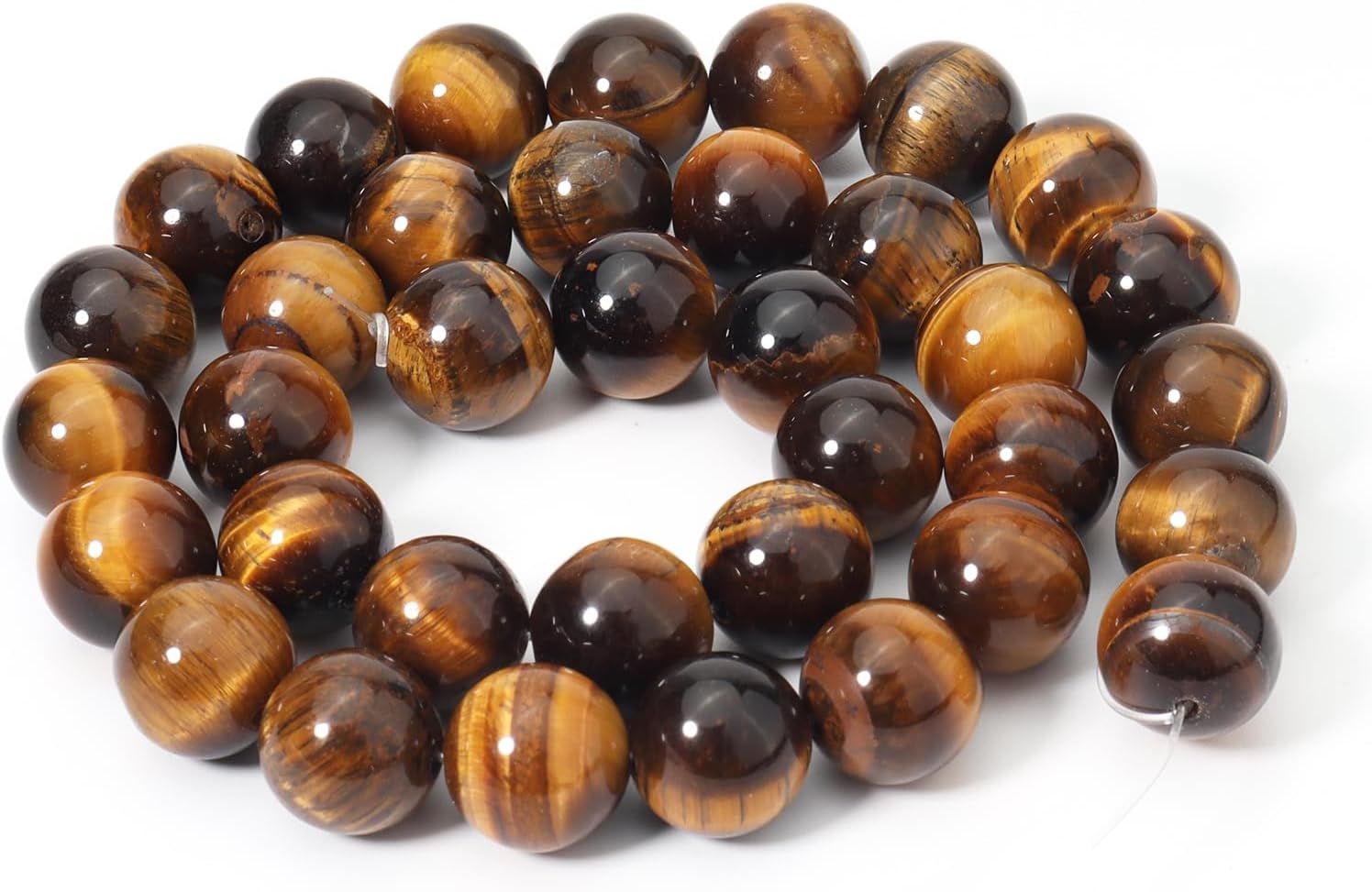 35 cuentas de piedras preciosas redondas sueltas de ojo de tigre amarillo natural de 0.394 pulgadas para la fabricación de joyas, pulseras y collares