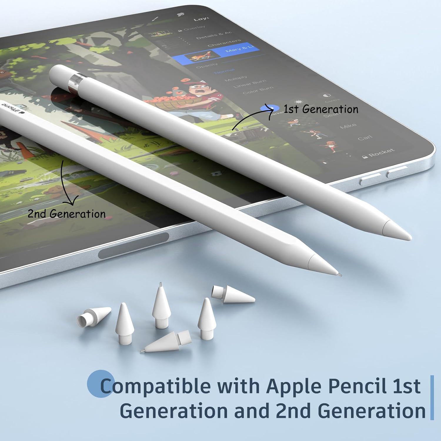 MEKO Paquete de 6 puntas de repuesto para Apple Pencil de 12 generación, puntas de Apple Pencil duraderas mejoradas de 2 generación y puntas ultra