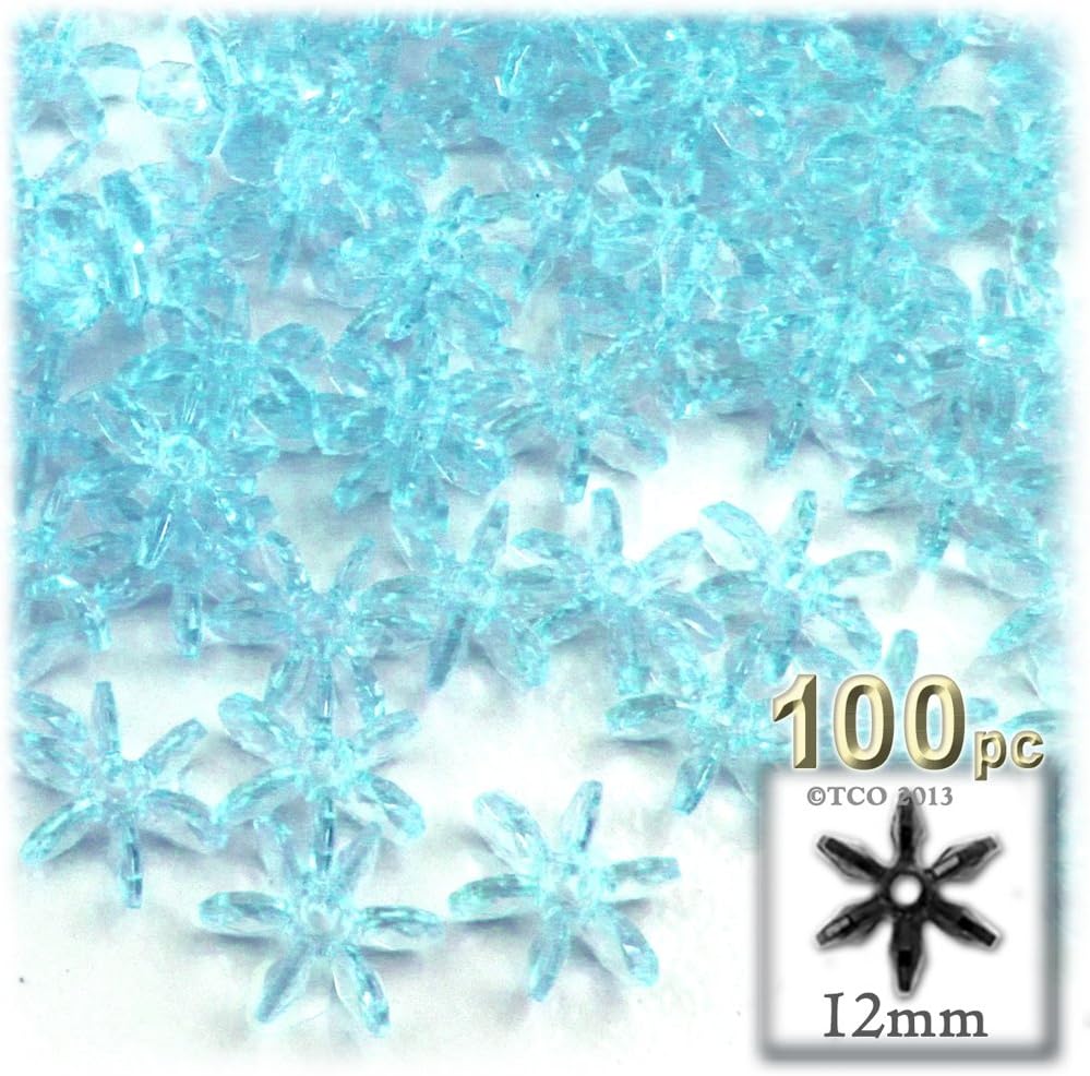100pc facetado plástico transparente perlas Starflake 0.472 in azul claro
