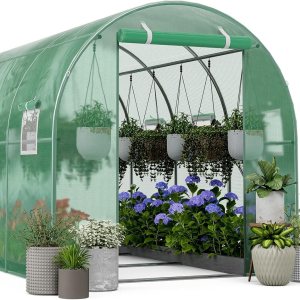 Invernaderos de 10 x 7 x 7 pies para exteriores, casa caliente resistente para plantas de jardín, túnel de invernadero grande, cubierta de Invernaderos de 10 x 7 x 7 pies para exteriores, casa caliente resistente para plantas de jardín, túnel de invernadero grande, cubierta de