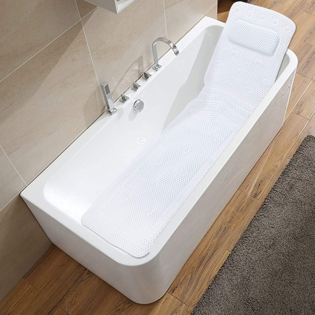 SurSoul – Almohada de baño de cuerpo completo, almohada de spa de secado rápido para bañera, almohada de bañera con PVC suave, cama de baño con