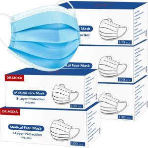 Paquete de 500 mascarillas médicas desechables transpirables de 3 capas para protección, color azul, fabricadas en Estados Unidos Paquete de 500 mascarillas médicas desechables transpirables de 3 capas para protección, color azul, fabricadas en Estados Unidos