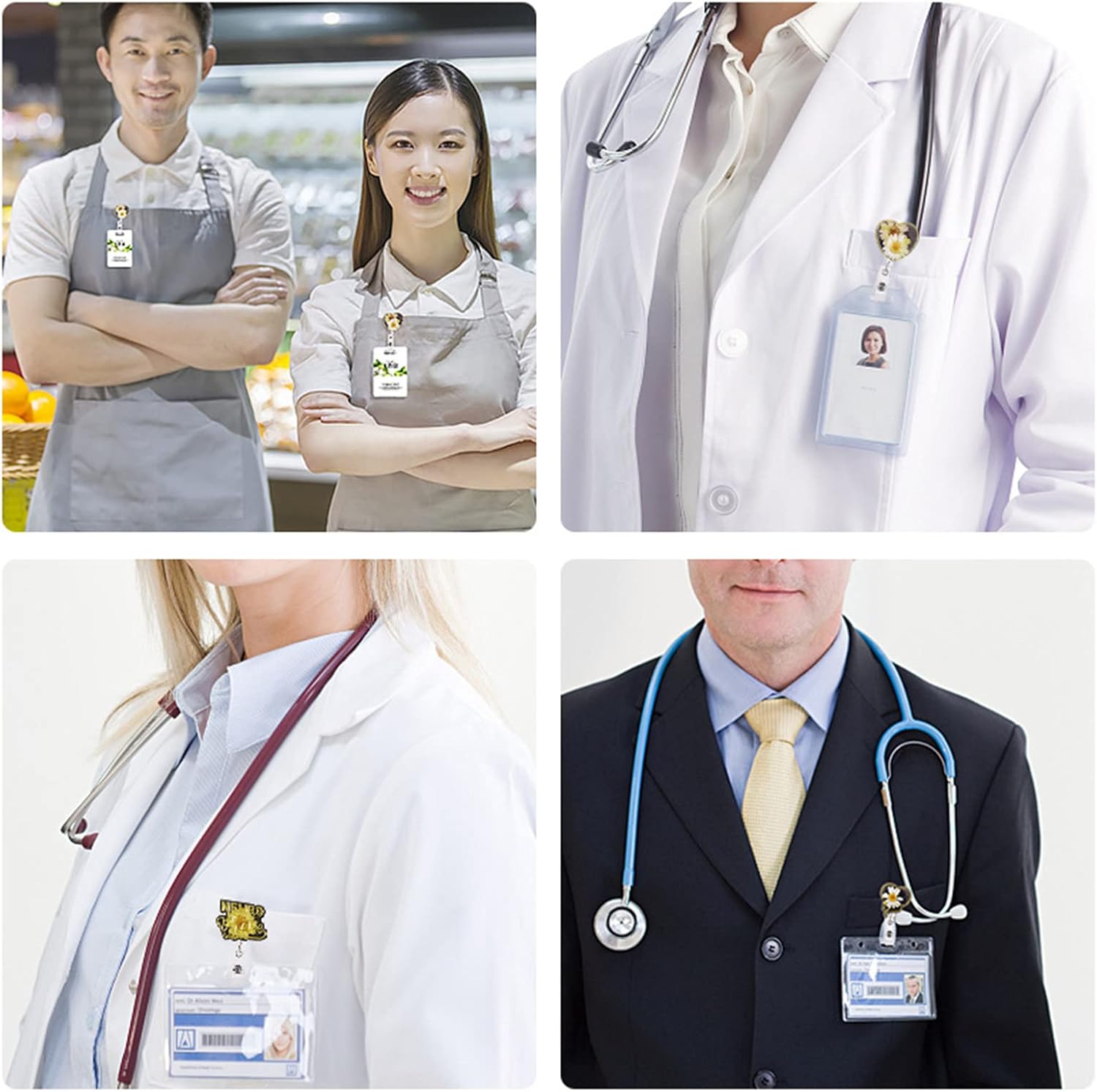 5 moldes para carrete de insignia con temática de médico y enfermera para resina, moldes de silicona para carretes de insignias con 6 soportes