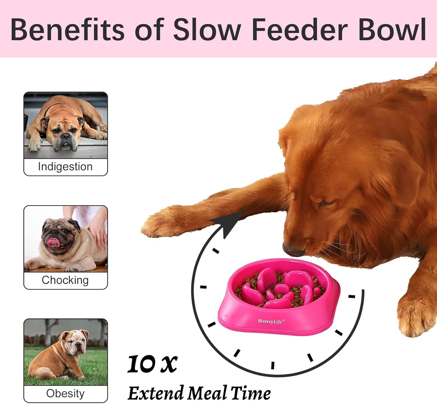 MateeyLife Cuencos de alimentación lenta para perros, rompecabezas antiasfixia, cuencos de comida para perros, cuencos interactivos antideslizantes