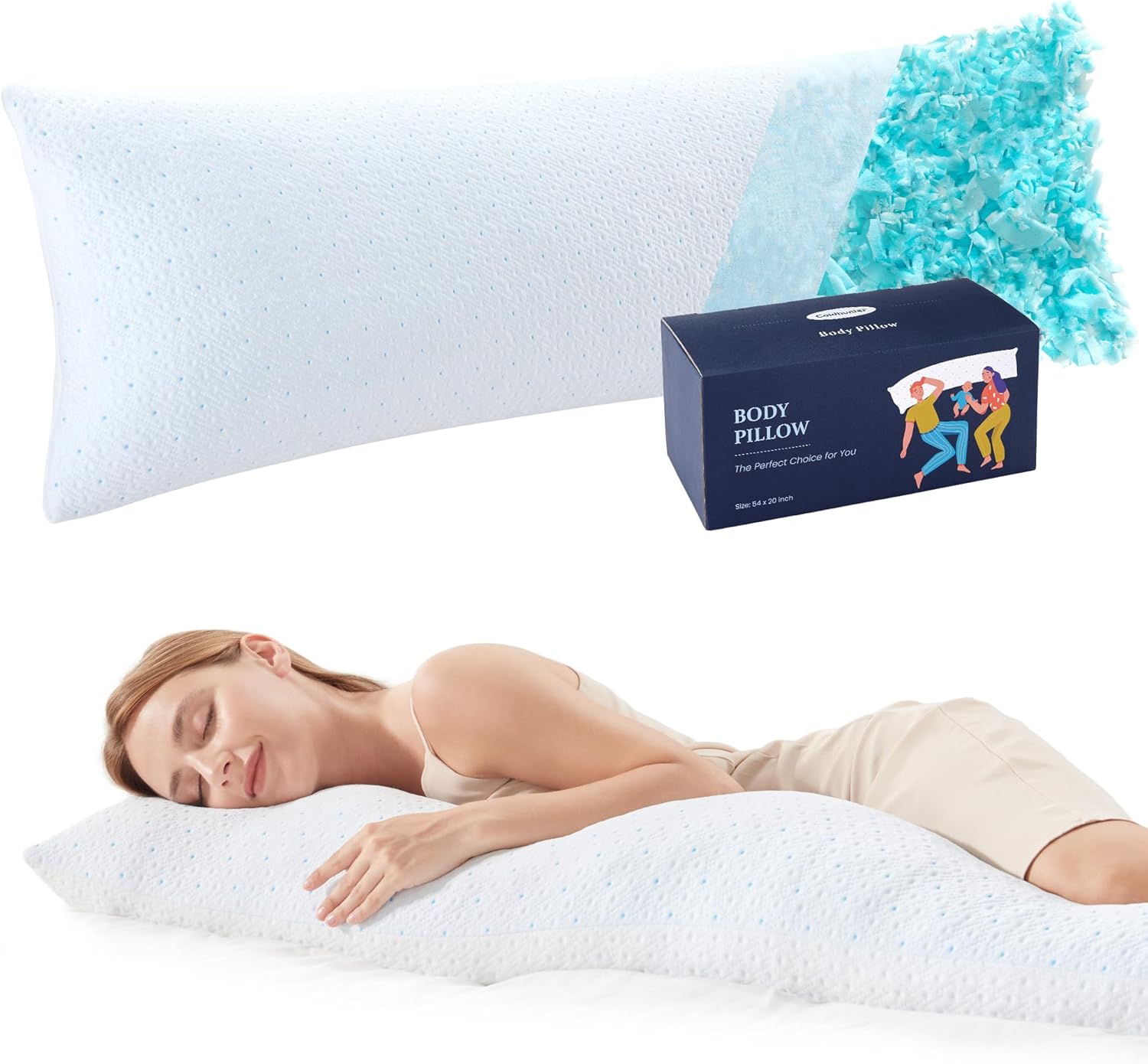 COLDHUNTER Almohada corporal para adultos, almohada larga para cama, almohada de cuerpo completo para dormir de lado, almohadas de embarazo suaves
