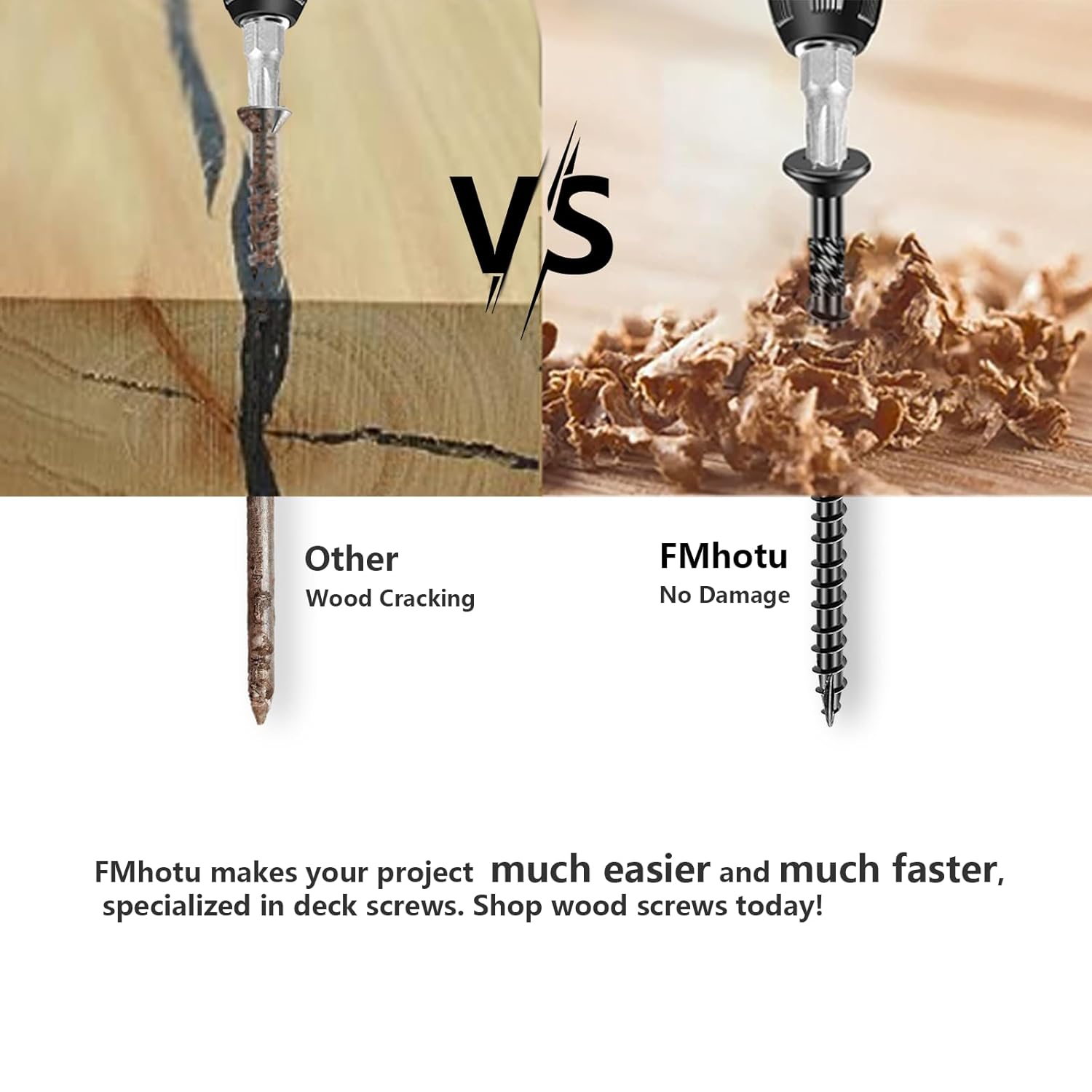 FMhotu Tornillos de cubierta para exteriores resistentes de 4-12 pulgadas, 250 tornillos para madera de cubierta con accionamiento de estrella,