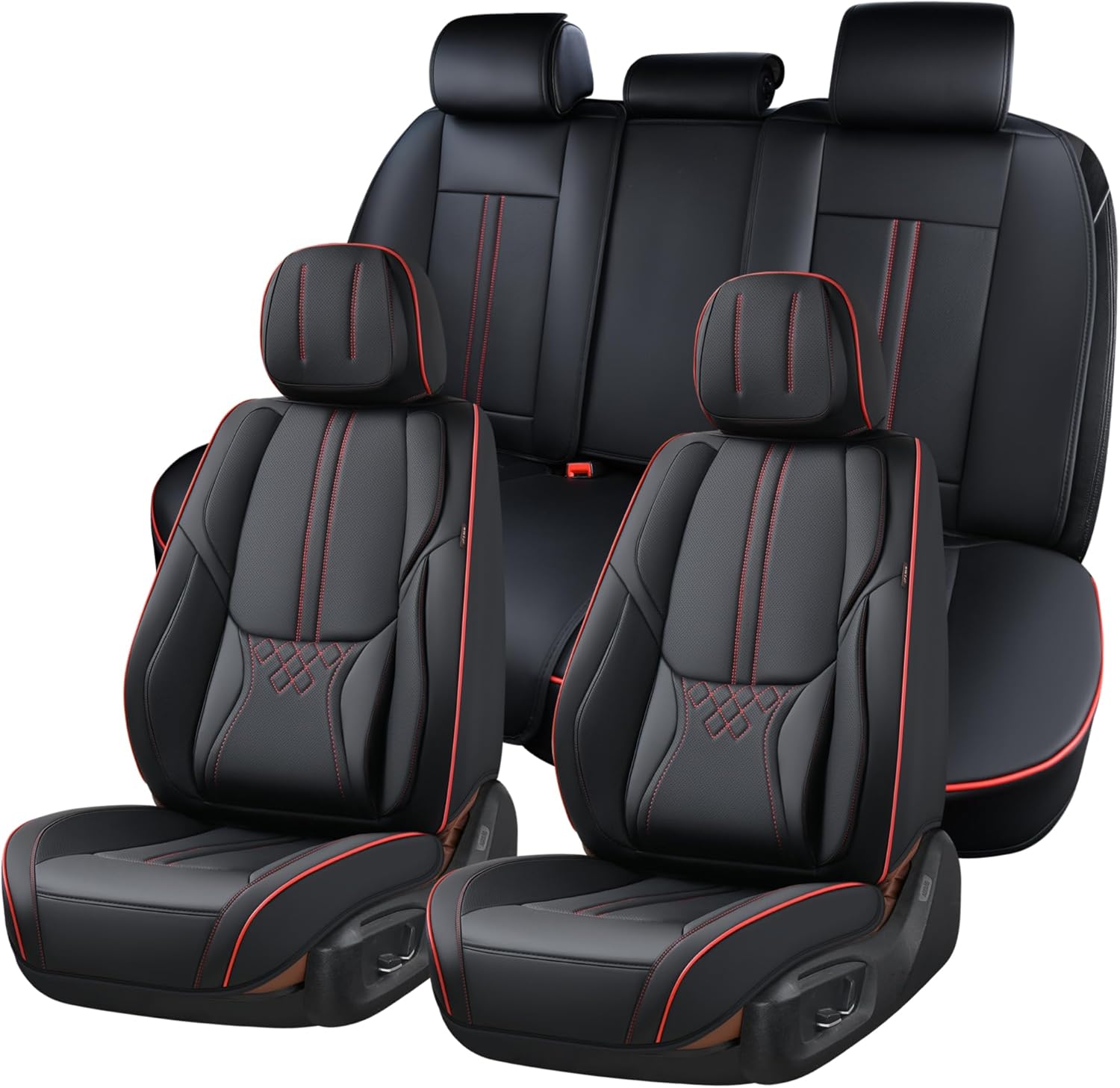 Juego completo de fundas de asiento de automóvil, 5 piezas, fundas de cojín de cuero sintético para autos, SUV, camionetas, accesorios universales