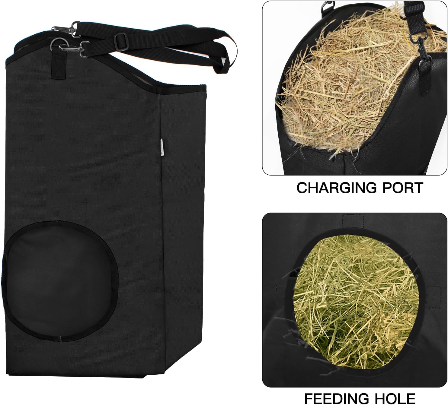 3 paquetes de comederos de heno para cabra, bolsas de heno para cabras, caballos, ovejas, tela Oxford 600D de alta calidad, con cierre de metal y