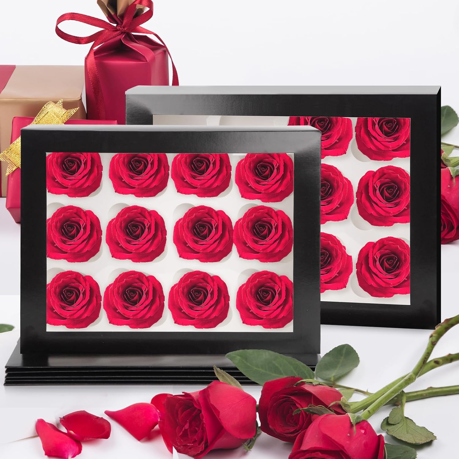 VGOODALL 6 recipientes para cupcakes con ventana, soporte negro para cupcakes con inserto de caja de pastelería, 12 unidades con capacidad para 72