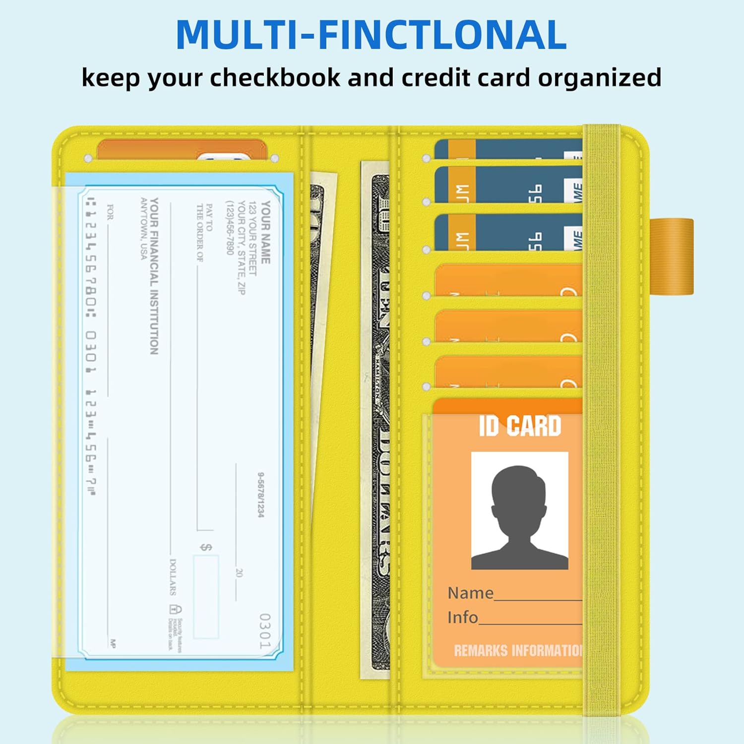 bvya 2 fundas para chequera para hombres y mujeres con bloqueo RFID, soporte de cuero impreso de alta calidad para chequera, carteras delgadas con