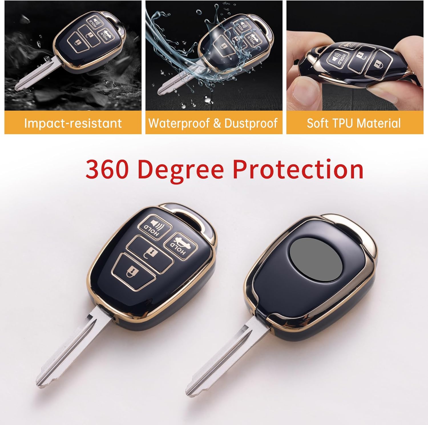Gematay Funda para llavero Toyota con cordón, funda protectora para llave de automóvil Corolla 2014 2015 2016 2017 2018 2019 Camry 2014-2017 Tacoma