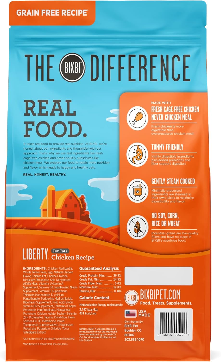 BIXBI Receta de pollo Liberty Dry Food para gatos, 3 libras