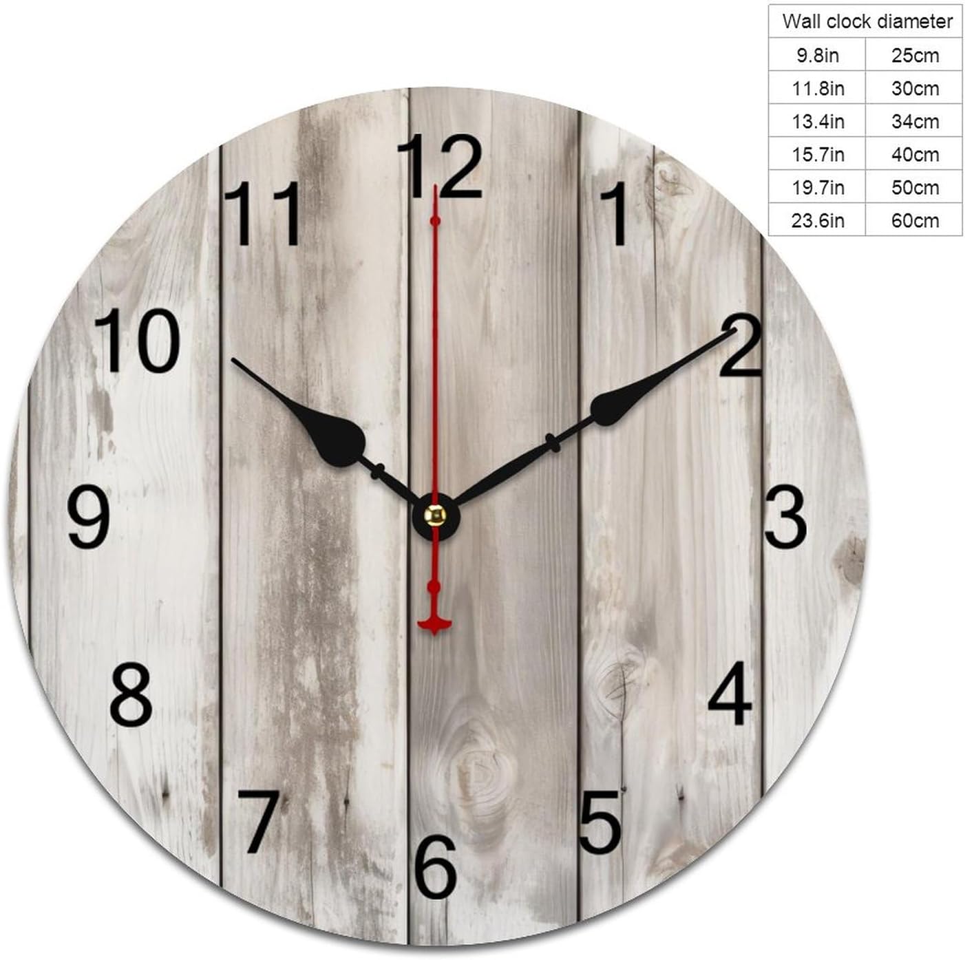Reloj de pared vintage de 24 pulgadas, silencioso, funciona con pilas, reloj redondo de madera para casa de campo, vacaciones, decoración del hogar,