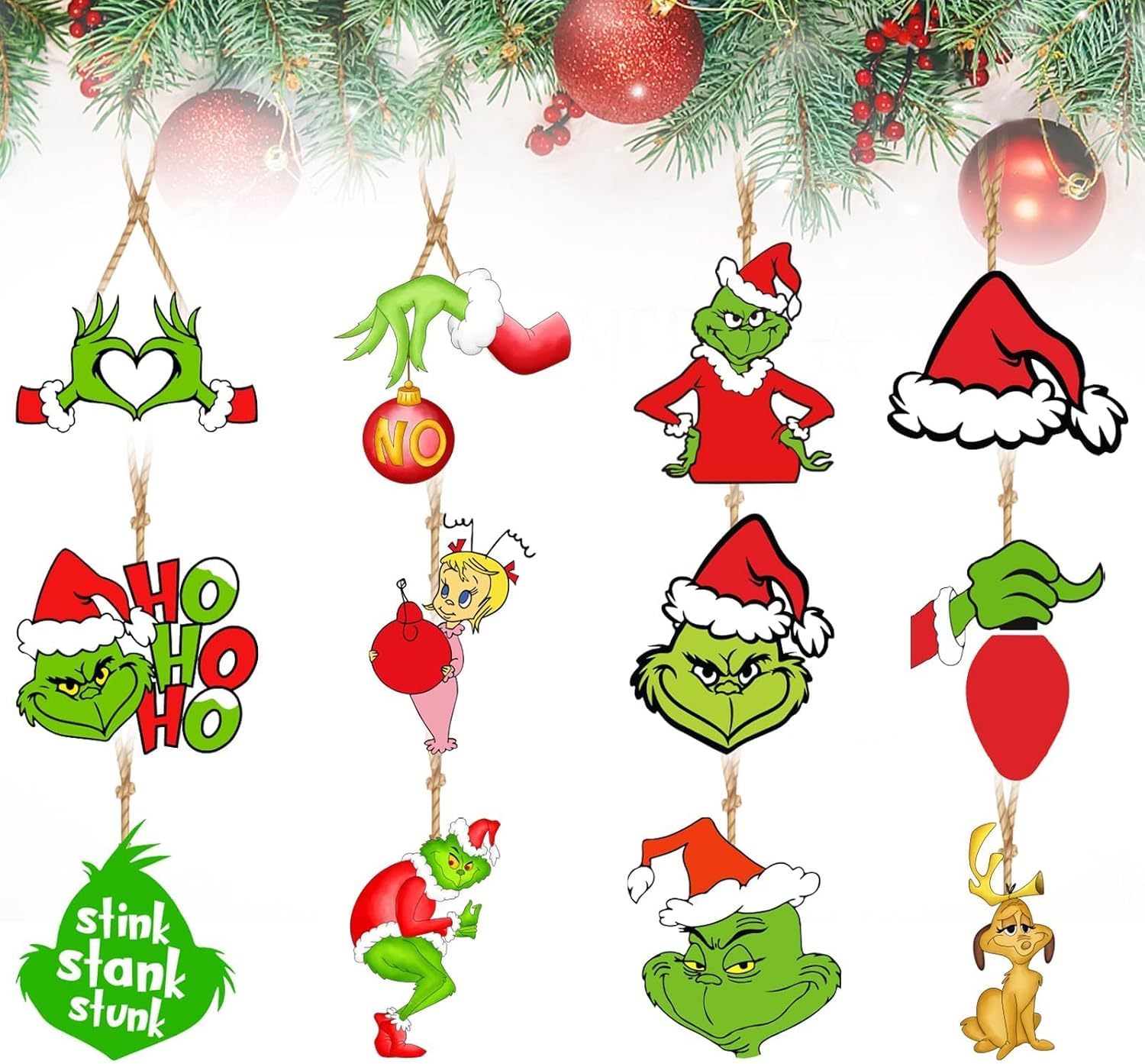 24 adornos de madera de Navidad, adornos de árbol de Navidad, adornos colgantes de madera de Navidad para Navidad, vacaciones, Año Nuevo, invierno,
