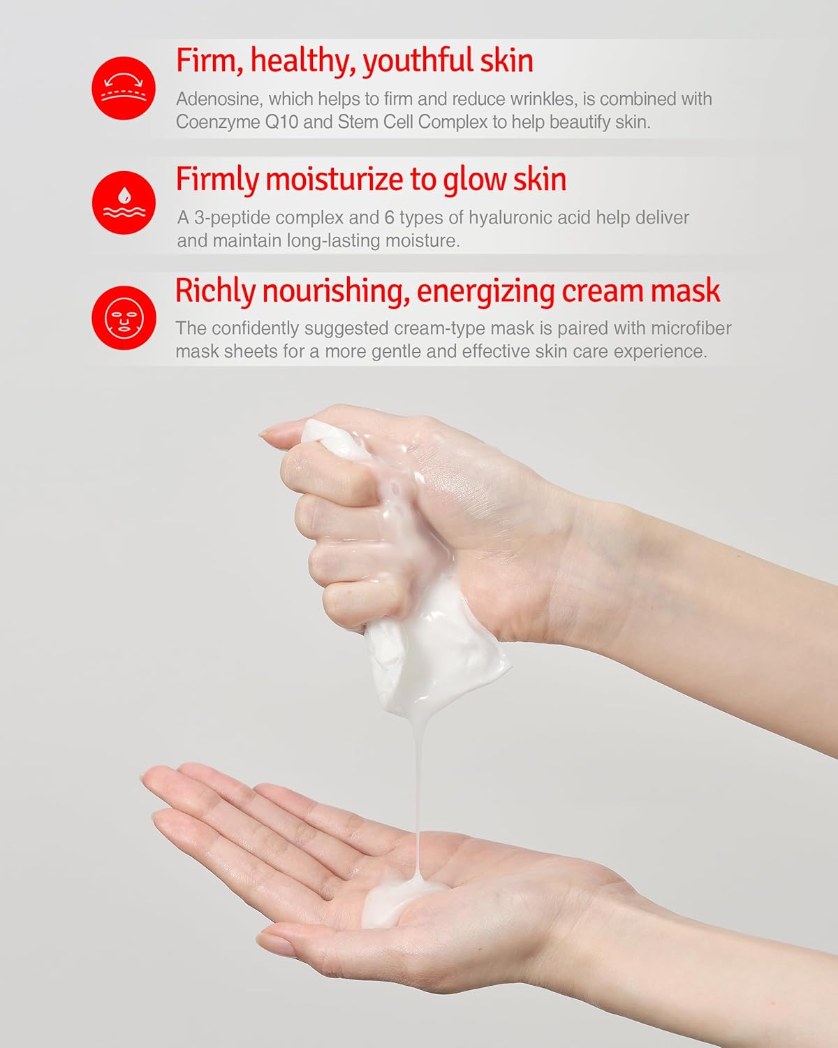 Máscara facial coreana de doble máscara para antienvejecimiento, reafirmante, hidratante, nutritiva con péptido altamente concentrado, esencia de