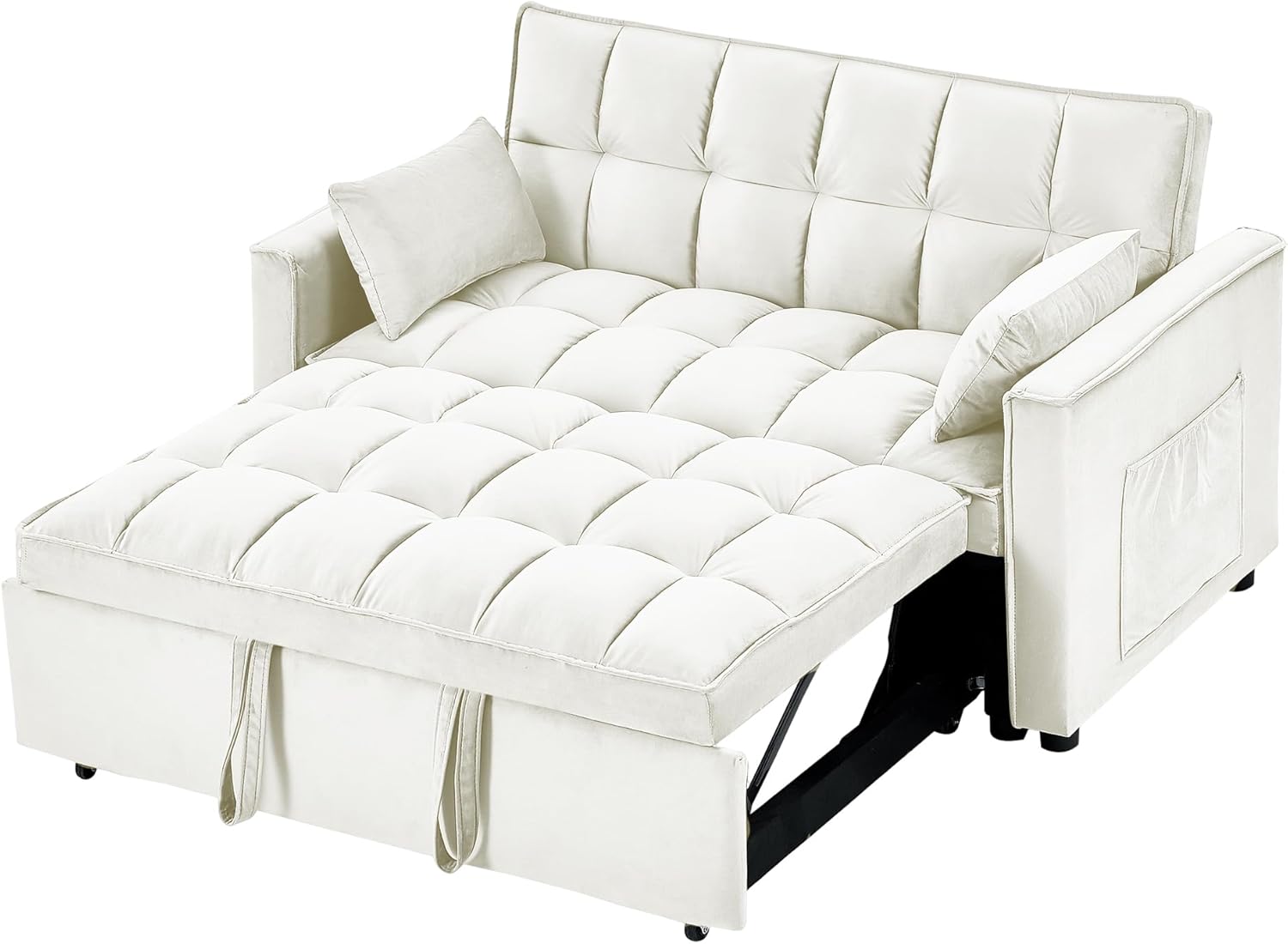 LUMISOL Sofá cama convertible moderno de terciopelo de 55.2 pulgadas, sofá cama multifuncional 3 en 1, cama extraíble, sofá biplaza con respaldo