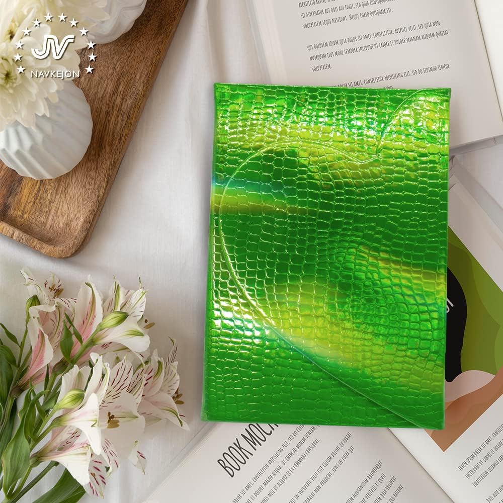 Diario de tapa dura de poliuretano arcoíris, con solapa magnética de corazón de grano de cocodrilo, cuaderno holográfico de cuero láser, diario de