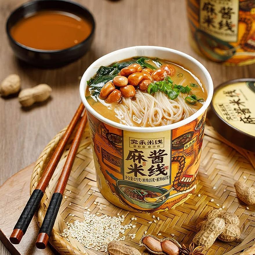 Nanyang Fideos de salsa de sésamo, fideos de henan, fideos de embalaje en barrica, sopa de fideos ramen de sabor picante y caliente, desayuno rápido