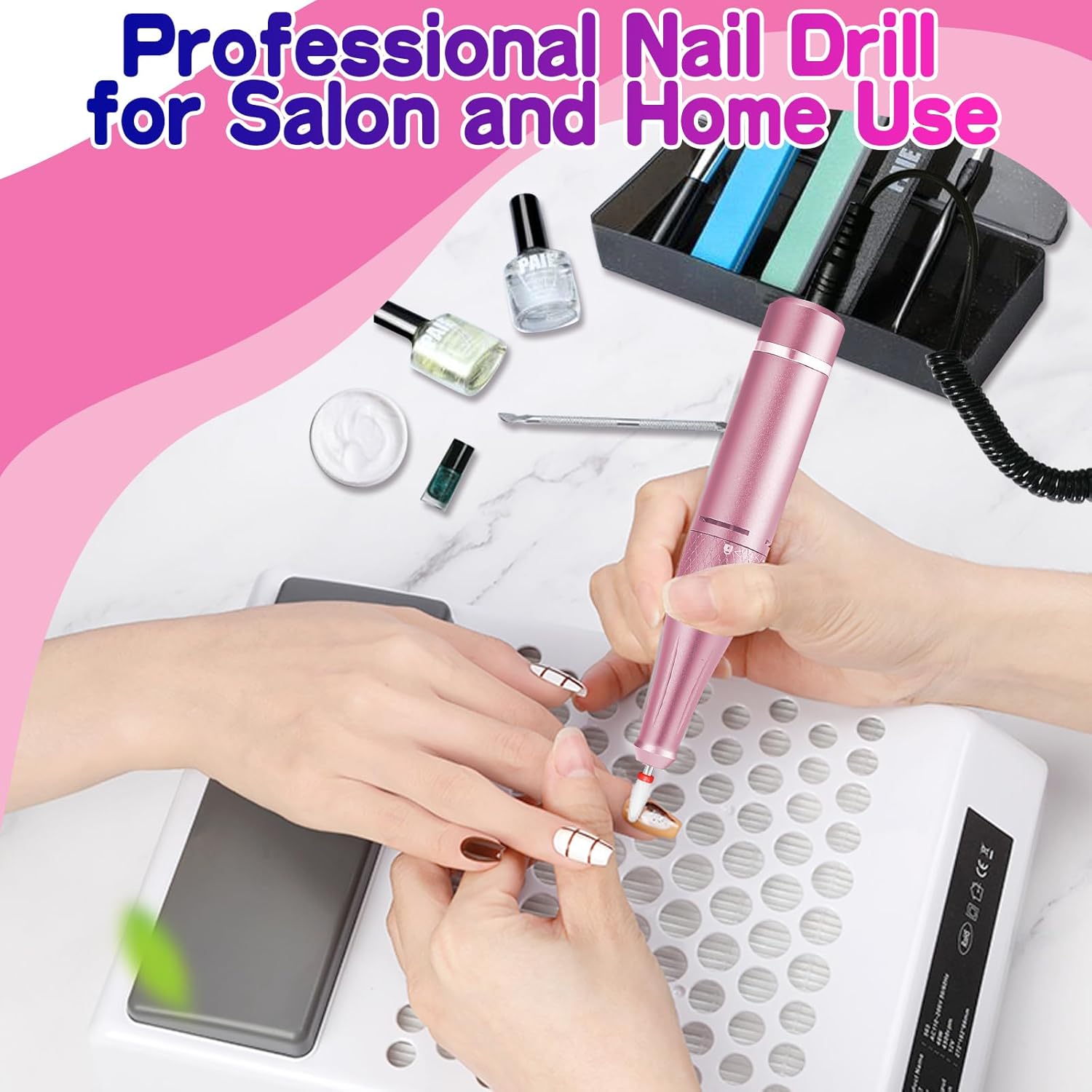 Taladro de uñas, lima de uñas eléctrica de 35000 RPM, taladros de uñas recargables para uñas acrílicas profesionales, máquina eléctrica portátil de