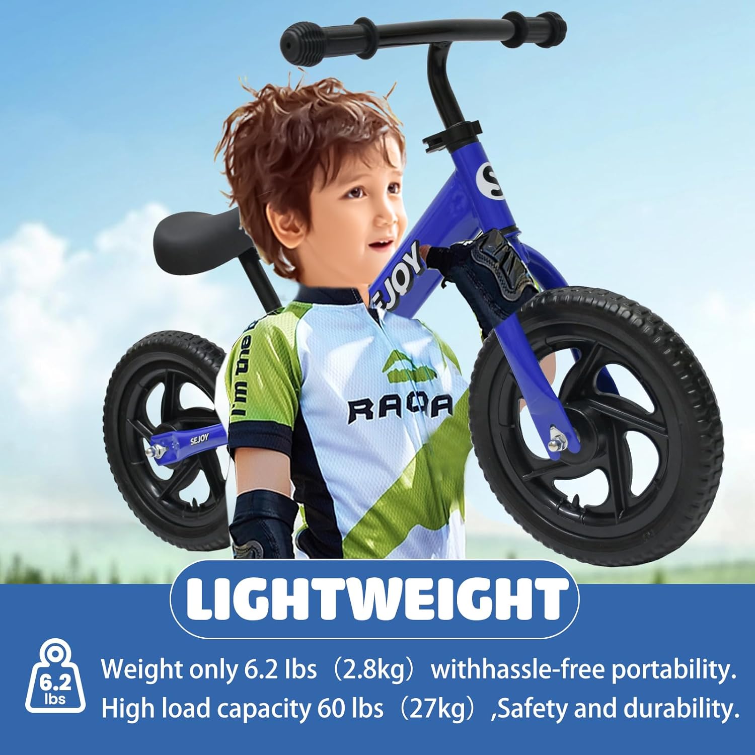Sejoy Bicicleta de equilibrio para bebés de 1 año, bicicleta de equilibrio ajustable para niños de 10 a 36 meses, bicicleta de equilibrio para bebés