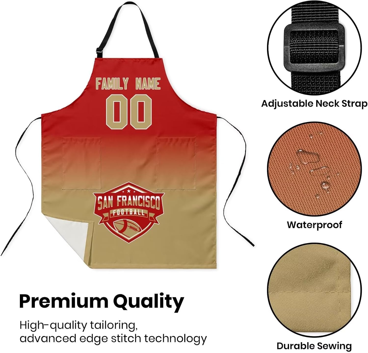 Delantal personalizado con nombres y números personalizados, regalo para mamá y esposa, fanáticos, mujeres, cocina de cocina