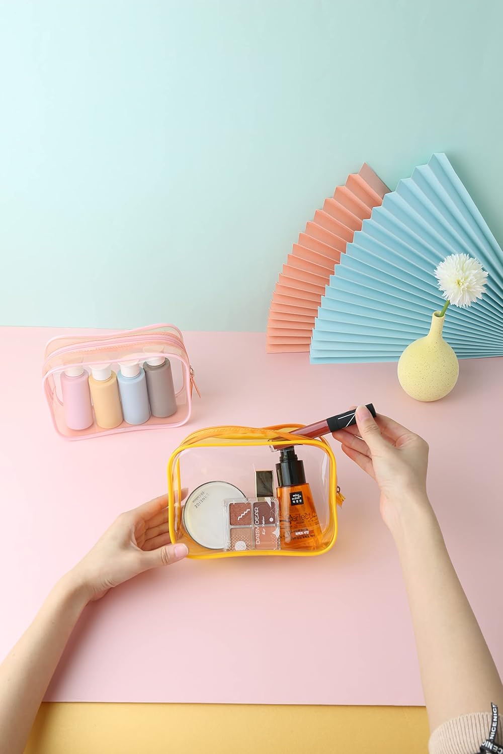 Bolsas de viaje transparentes para artículos de tocador, bolsa de aseo transparente ligera, bolsa de cosméticos TSA transparente multiusos para