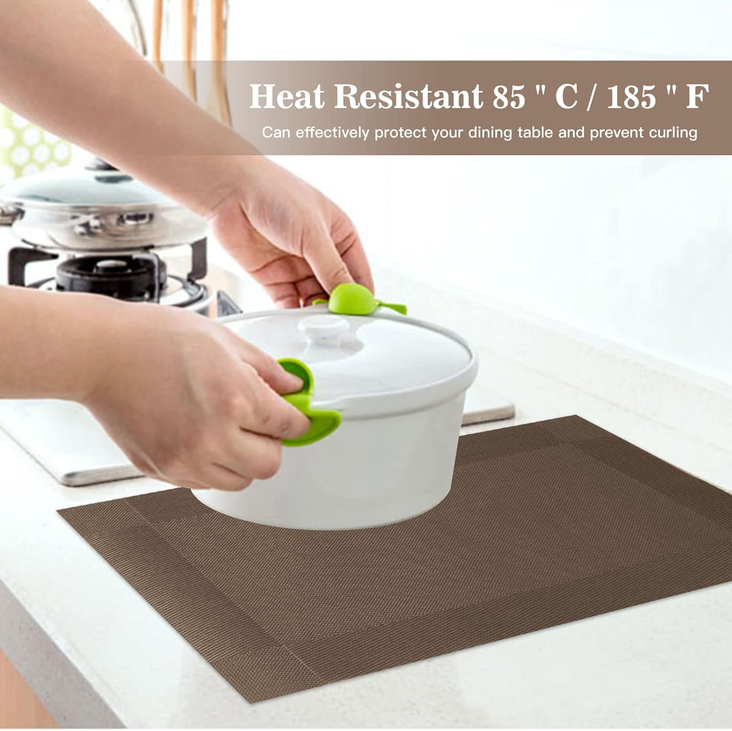 Juego de 8 manteles individuales lavables antideslizantes a prueba de calor para cocina, comedor, mesa de interiorexterior, mantel individual de