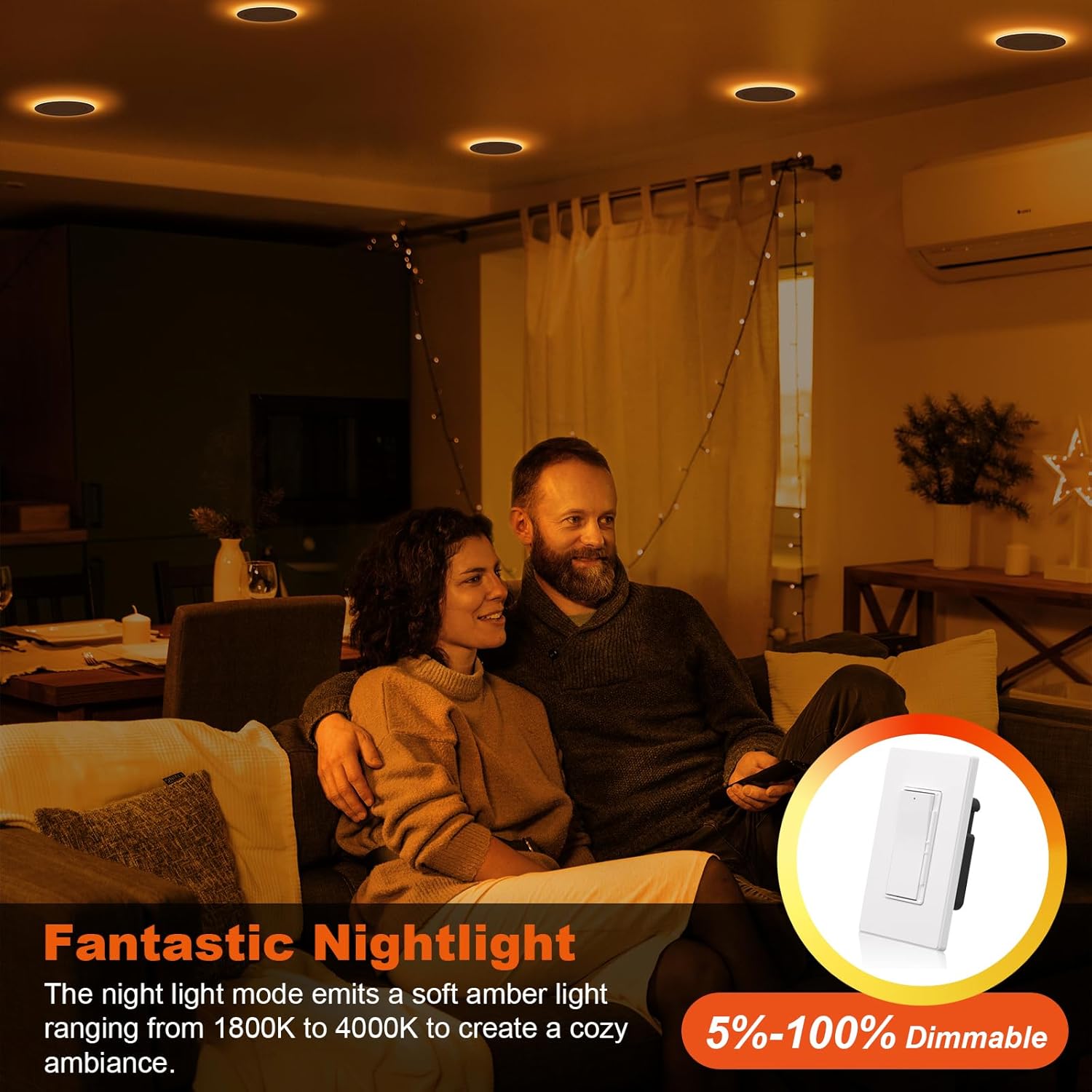 Canless – Iluminación LED empotrable de 6 pulgadas, paquete de 6 luces empotrables ultrafinas de 5CCT con modo de luz nocturna, 12 W, 1100 lúmenes,